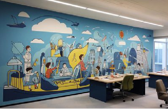 保山办公室墙绘的特点。